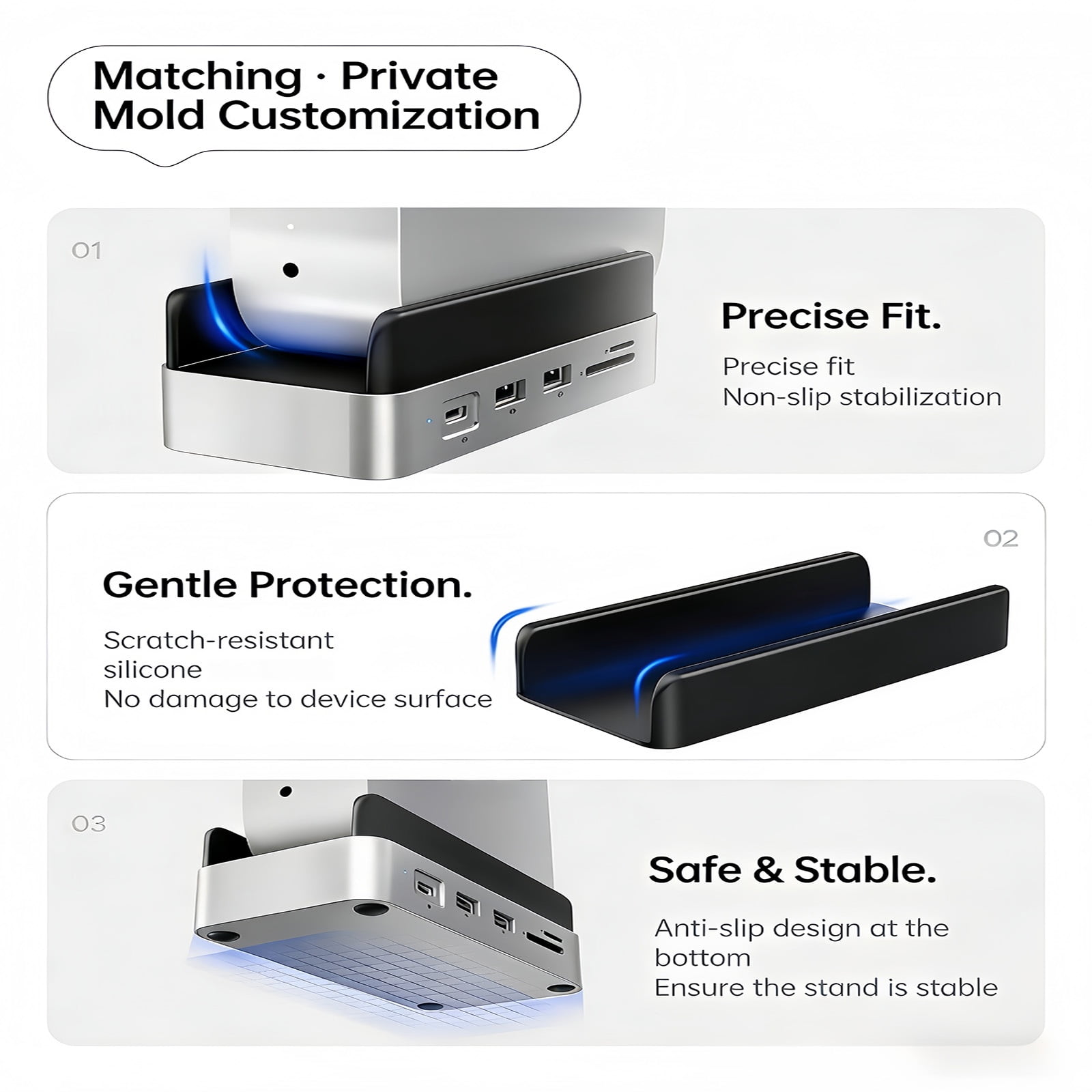 Multifunctional Docking Station for 8TB HDDs Storage 4K HDTV Output Gigabit Ethernet and PD100W Charging