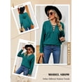 thumbnail image 7 of NFTOEIULA Women Criss Cross Lace Up V Neck Long Sleeve Drawstring Hoodie, 7 of 7