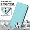 thumbnail image 3 of Funda antirrobo con cierre magnético para iPhone 13 Mini, compatible con carga magnética, piel sintética y TPU, diseño tipo cartera, ranuras para tarjetas, 3 of 5
