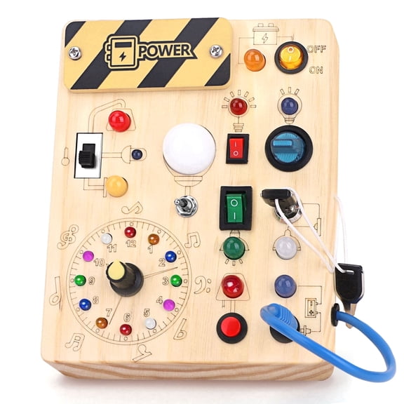 Sumsoltic Montessori Busy Board with LED Lights for 1 Years
