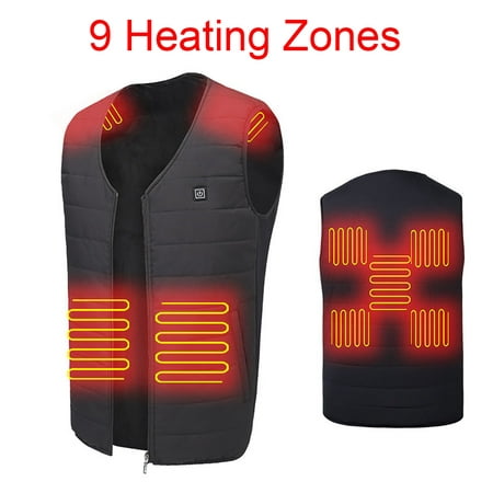 Unisex USB 9-Heating Zones Electric Heated Vest Winter Warm Up Jacket ...