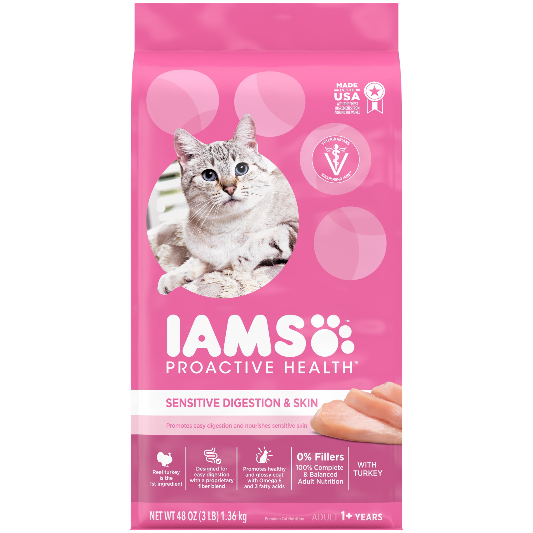 IAMS Proactive Health Turkey Dry Cat Food, 6 Lb Bag for Adult Cats