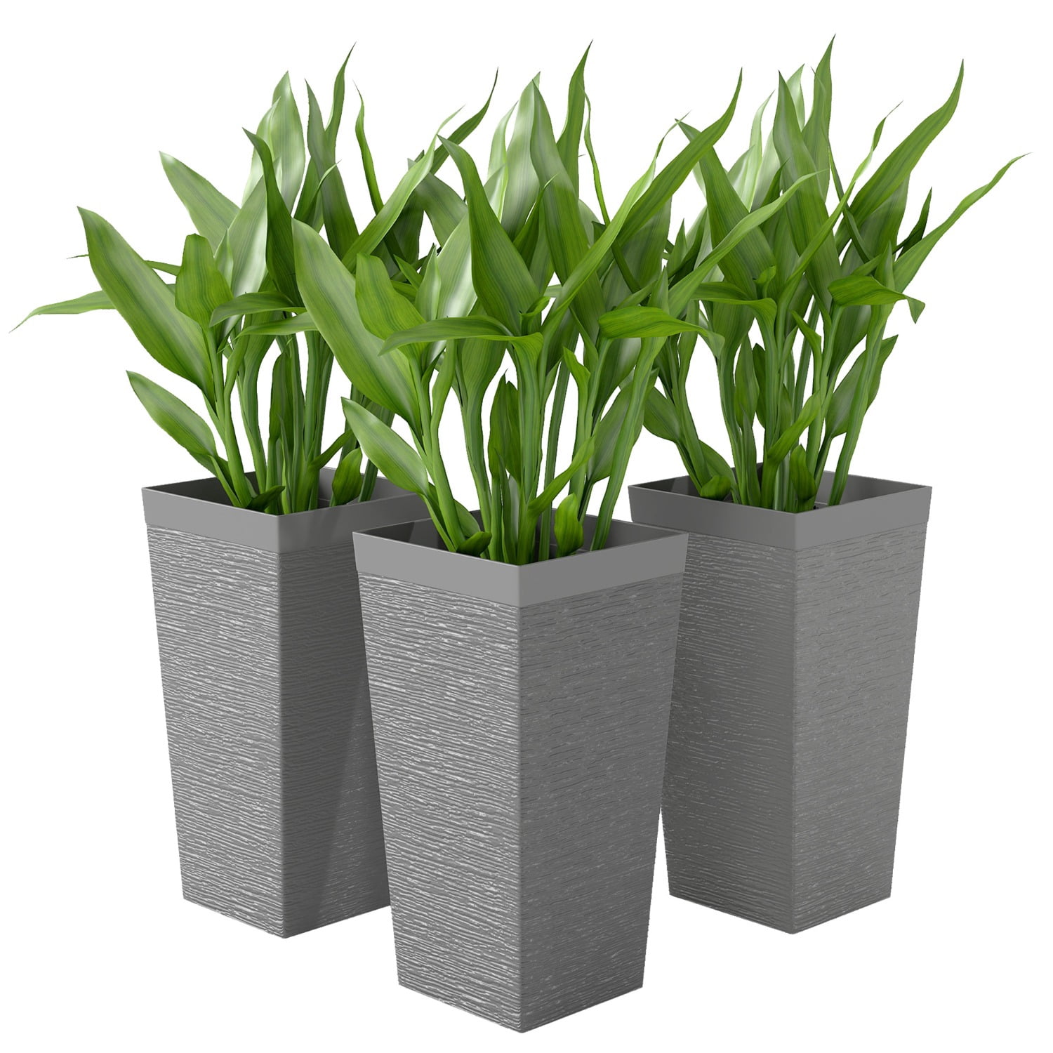 Set of 3 Plastic Flower Pots