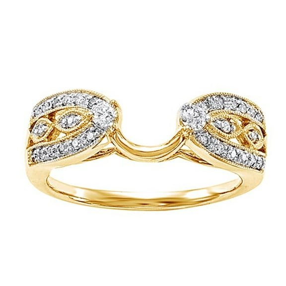 AFFY White Natural Diamond Wrap Enhancer Solitaire Ring In 10k Yellow Gold (0.25 Cttw)