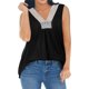 thumbnail image 2 of SAYOO , camisetas sin mangas salvajes a la moda para mujer, chaleco sin mangas con cuello en V y costuras de encaje, camisetas sueltas informales de verano para verano SAYOO  Moda, 2 of 5