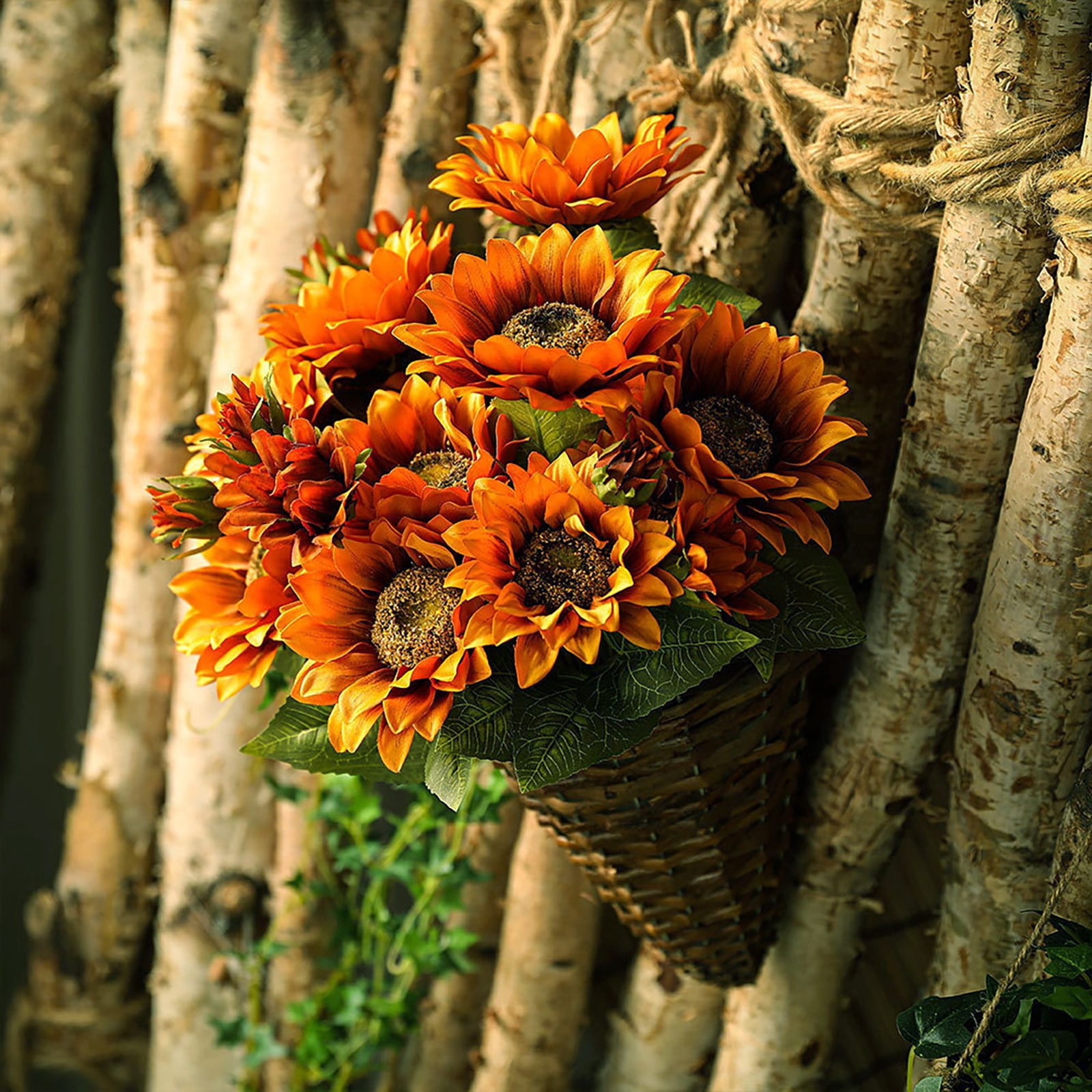 FXMLRLK 1 Bunch 11.8" W x 19" H Large Sunflowers Artificial Flowers with Long Stems Silk Fake Big Sunflowers Bouquet Faux Sunflower Arrangement for Home Vase Wedding Garden DIY Fall Decor,Blue