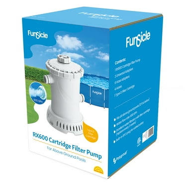 Funsicle: RX600 Cartridge Filter Pump - For Above Ground Swimming Pools Up To 12 Feet, Type D Filter Cartridge, 600 GPH