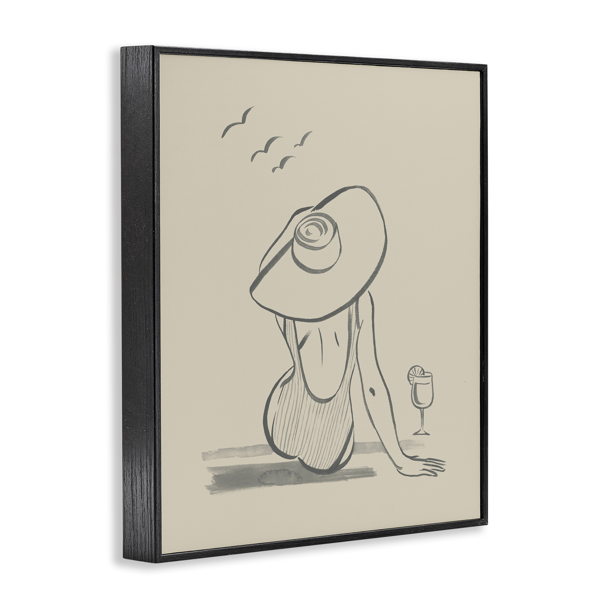 Stupell Industries Beach Day Drawing Novelty Drawing Black Framed Art Print Wall Art, 11 x 14