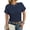 D-Blue, variant on UVN Summer Blouses for Women Short Sleeve Crewneck Dressy Shirts Ladies Casual Waffle Knit Hollow Out Tunic Tops