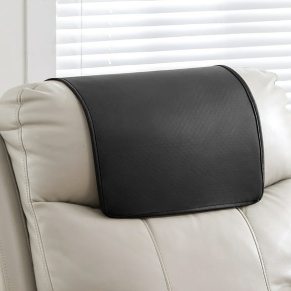 CZL Faux Leather Headrest Cover for Recliner Chair & Couch, Waterproof Headrest Protector for Furniture Slipcovers, Non-Slip Recliner Cover Sofa Cover, Black