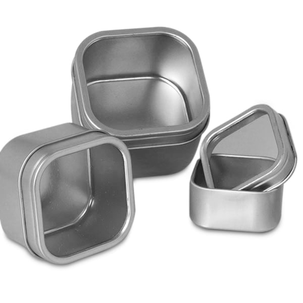 4oz Square Window Steel Tin Can | Quantity: 24 | Width: 2 3/8 inch by Paper Mart