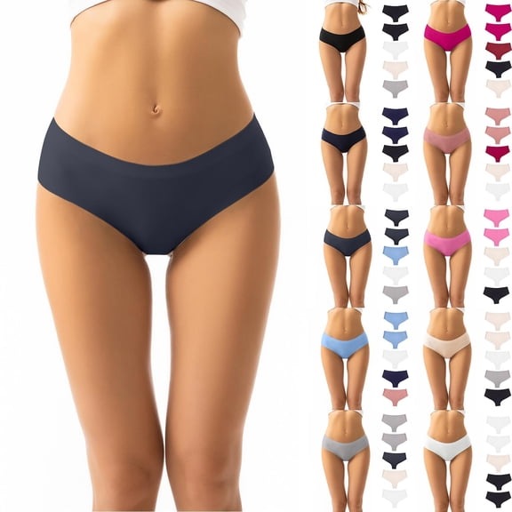 Aboser 5 Pack Seamless Thongs for Women No Show Low Waist Underwear Breathable Butt Lift Hipster Panties Comfort Soft Cotton Bikini Thongs