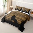 thumbnail image 3 of Manfei Woodland Wolf Quilt Full,Rustic Farmhouse Cabin Full Bedspread Sets,Brown,3-Piece, 3 of 7
