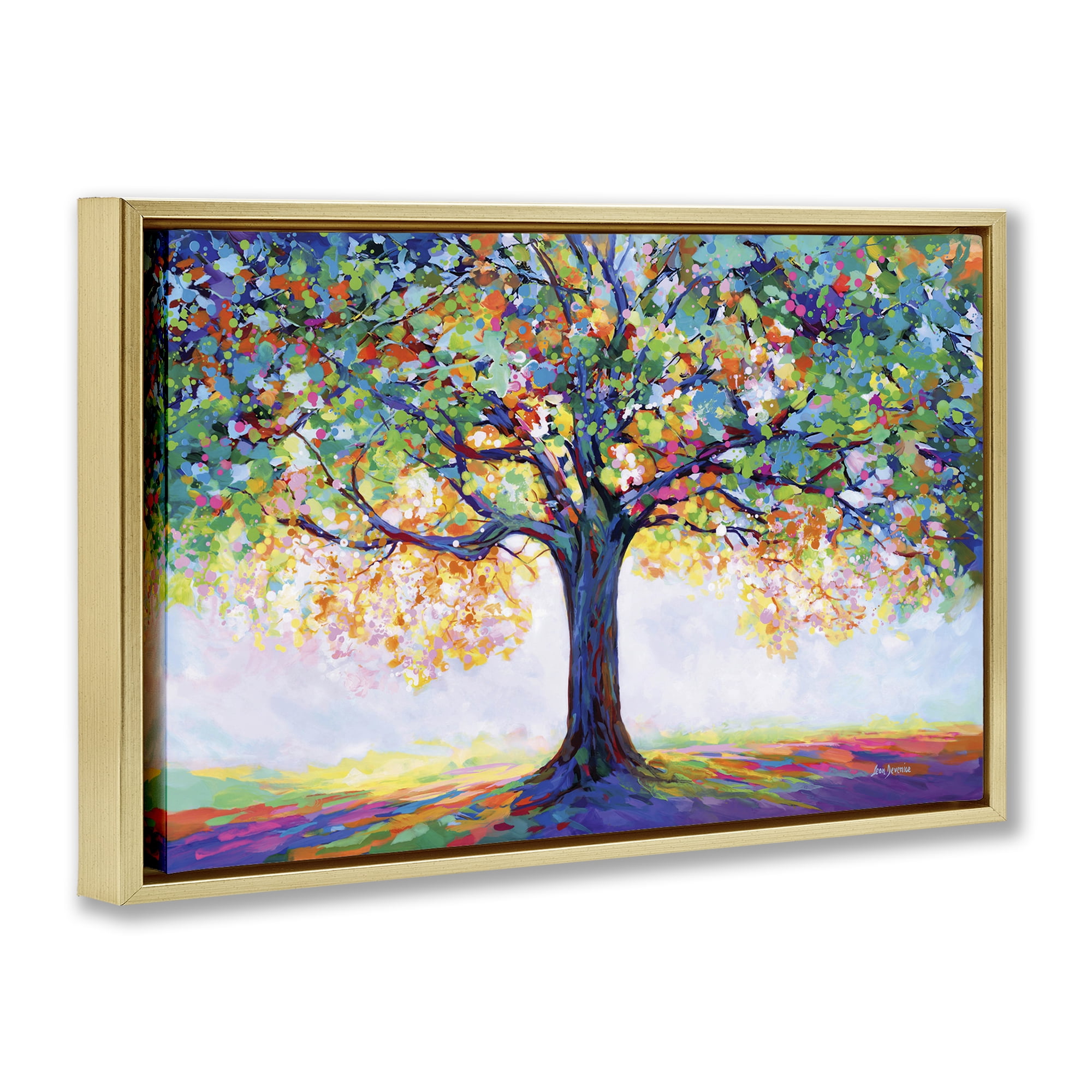 Stupell Industries Tree Of Opportunity Landscape & Nature Painting Gold Floater Framed Canvas Art Print Wall Art, 25 x 17
