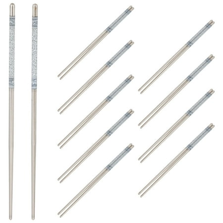 

BESTONZON 10 Pairs of Stainless Steel Chopsticks Non-skid Chopsticks Household Chopsticks Kitchen Tableware
