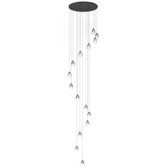 E21569-142BK-ET2 Lighting-Dewdrop - 120W 15 LED Pendant-6.75 Inches Tall and 33.75 Inches Wide-Black Finish-Graduating Smoke Glass Color