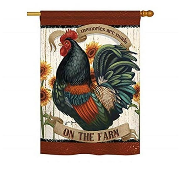 Breeze Decor BD-FA-H-110116-IP-BO-D-US18-WA 28 x 40 in.Memories on the Farm Nature Animals Impressions Decorative Vertical Double Sided House Flag