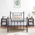 thumbnail image 3 of 3 Piece Twin Size Bedroom Sets with Black Metal Bed Frame and 2 Black Nightstands, 3 of 10