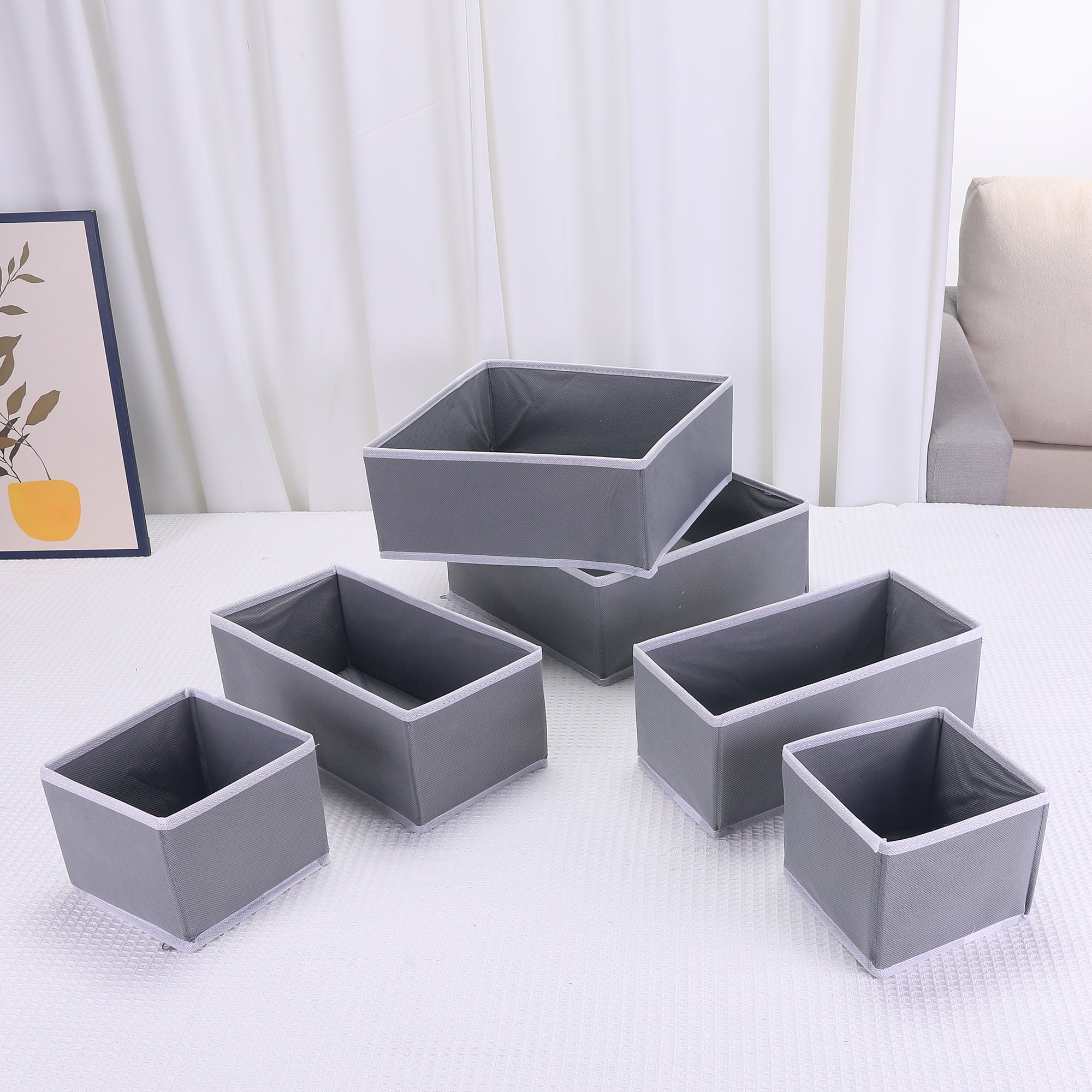 Unique Bargains Fabric Storage Cube Storage Bin Storage Basket Grey