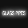 thumbnail image 1 of SpellBrite GLASS PIPES LED Sign for Business. 37.6" x 6.3" White GLASS PIPES Sign Has Neon Sign Look With Energy Efficient LED Light Source. Visible from 500+ Feet, 8 Animation Settings., 1 of 4