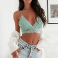thumbnail image 5 of Women Summer Tops Women Sexy Clothes Rimless Bralette Push Up Sticky Bras Vest Sleeveless Backless Crop Top Club Vintage Bra Vest Camisole Elderly Long Cardigan Camisole Top with Bra Casual Green S, 5 of 9