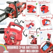 2-in-1 Kids Leaf Blower & Toy Chainsaw Set, Pretend Play Real Working Lawn Garden Tools with Sound, Outdoor Role Play Toy for Kids Boys