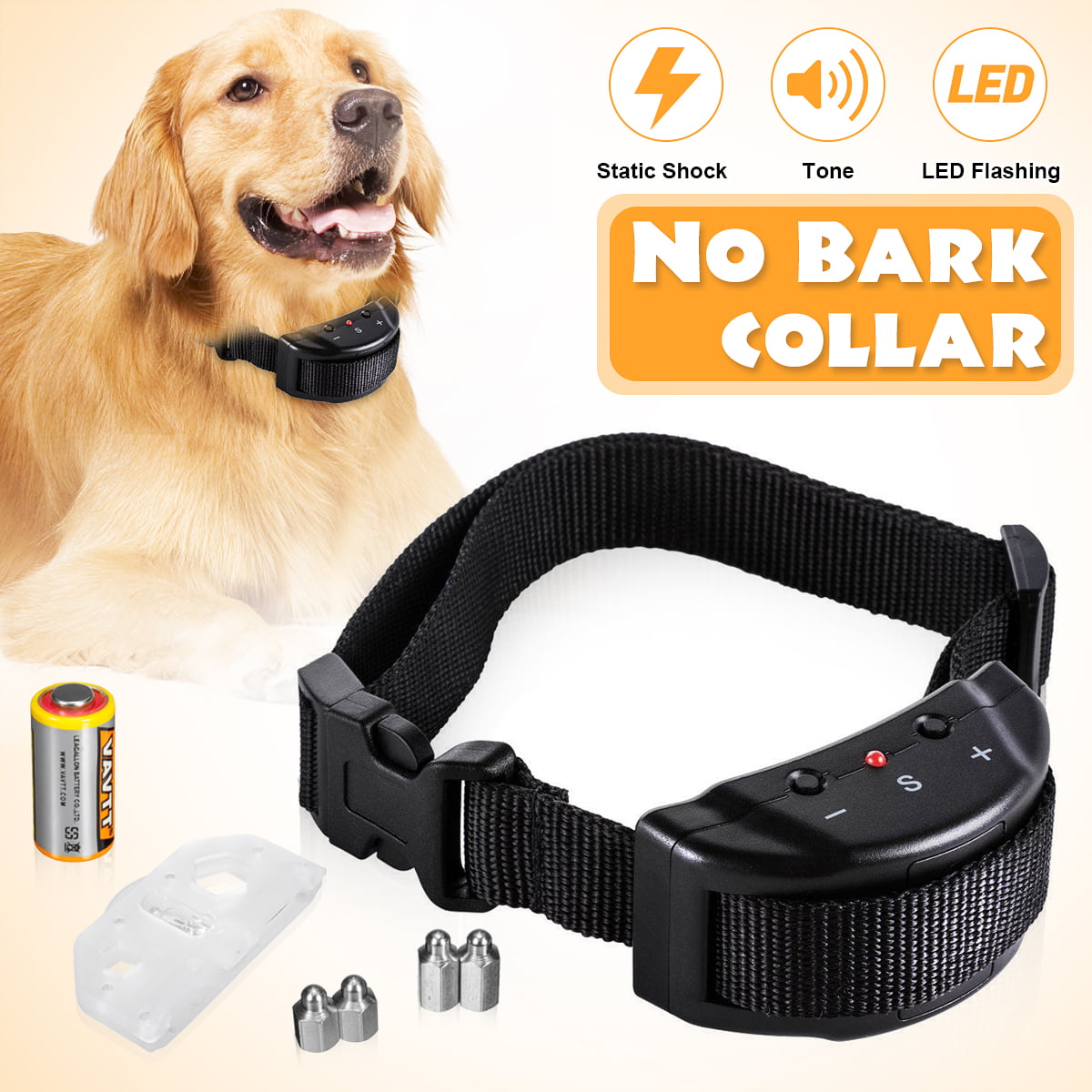 Anti No Bark Stop Barking Tone Shock Control Training Collar For Small Size Dogs 