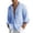 Blue, variant on Men's Casual Loose Fit Striped Long Sleeve Button Down Shirt, Turn Down Collar Top for Spring Fall Daily Outfits, Soft Breathable Cotton Fabric, Relaxed and Comfortable Blue L