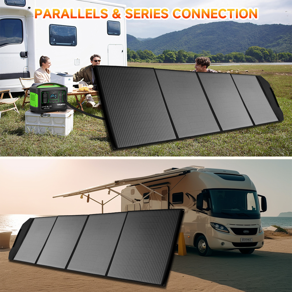 EFFORTWAY 400W Portable Solar Panel Foldable Solar Panel Charger with Adjustable Kickstands Waterproof IP67 for Camping, Home, RV, Boat, Outdoor, Power Station, off Grid System