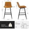 thumbnail image 3 of Dycanpo 26” Counter Height Bar Stools Set of 2, Modern Faux Leather, for Home Kitchen,Whiskey Brown, 3 of 7