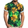 thumbnail image 1 of Ceisia Men's St. Patrick's Day Short Sleeve Shirt Clover Print Regular Straight Fit Green Turn-Down Collar Spring Summer Shirt Gift, 1 of 6