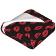 thumbnail image 2 of Cauagu Sexy Red Lips Kiss Pattern Flannel Bed Blankets,Fleece Blanket Comfortable Air Conditioning Blanket for Sofa Bed Travel Couch & Living Room -40"x30", 2 of 8