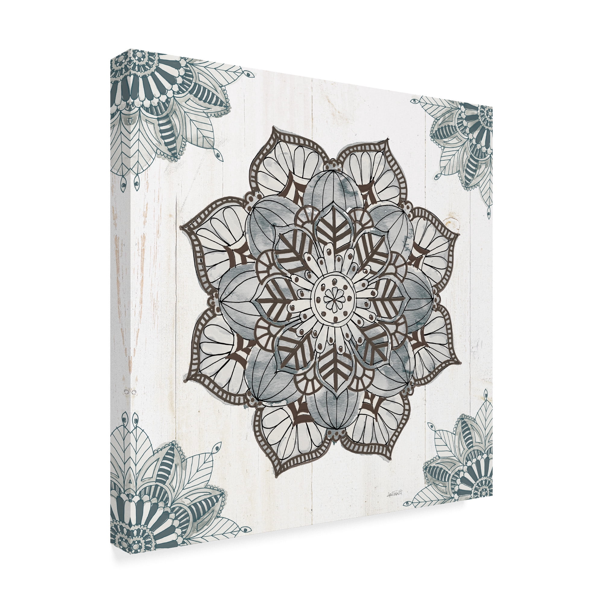 Trademark Fine Art 'Mandala Morning V Blue and Gray v2' Canvas Art by Anne Tavoletti