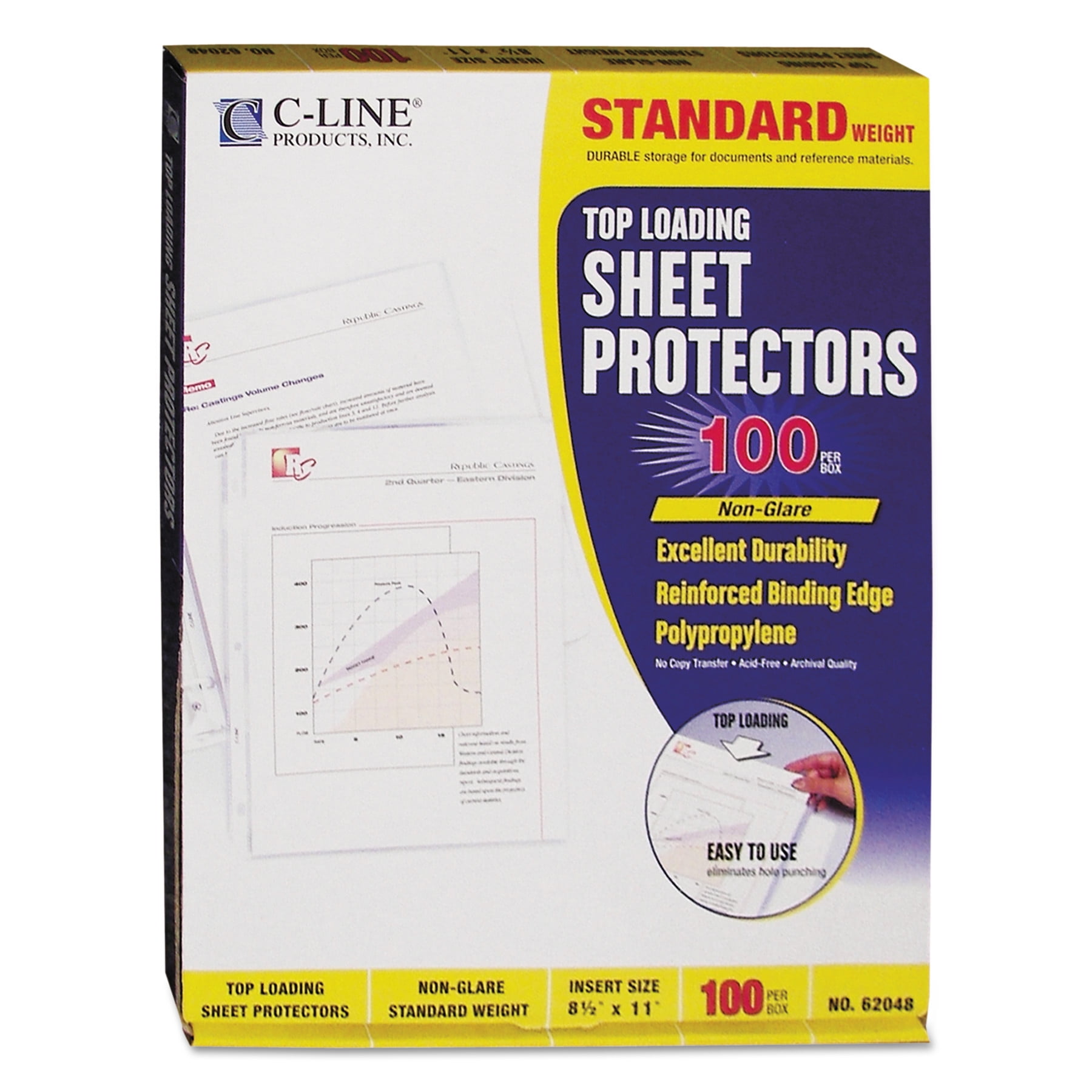 100 Box Traditional Standard Weight Poly Sheet Protectors Clear 8.5 x 11 Inches 