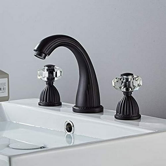 Bathroom Sink Faucet, Basin Faucet Antique Bronze Bathroom Sink Faucet 3 Hole Widespread Gold/Black/Chrome Basin Mixer Hot and Cold Water Tap