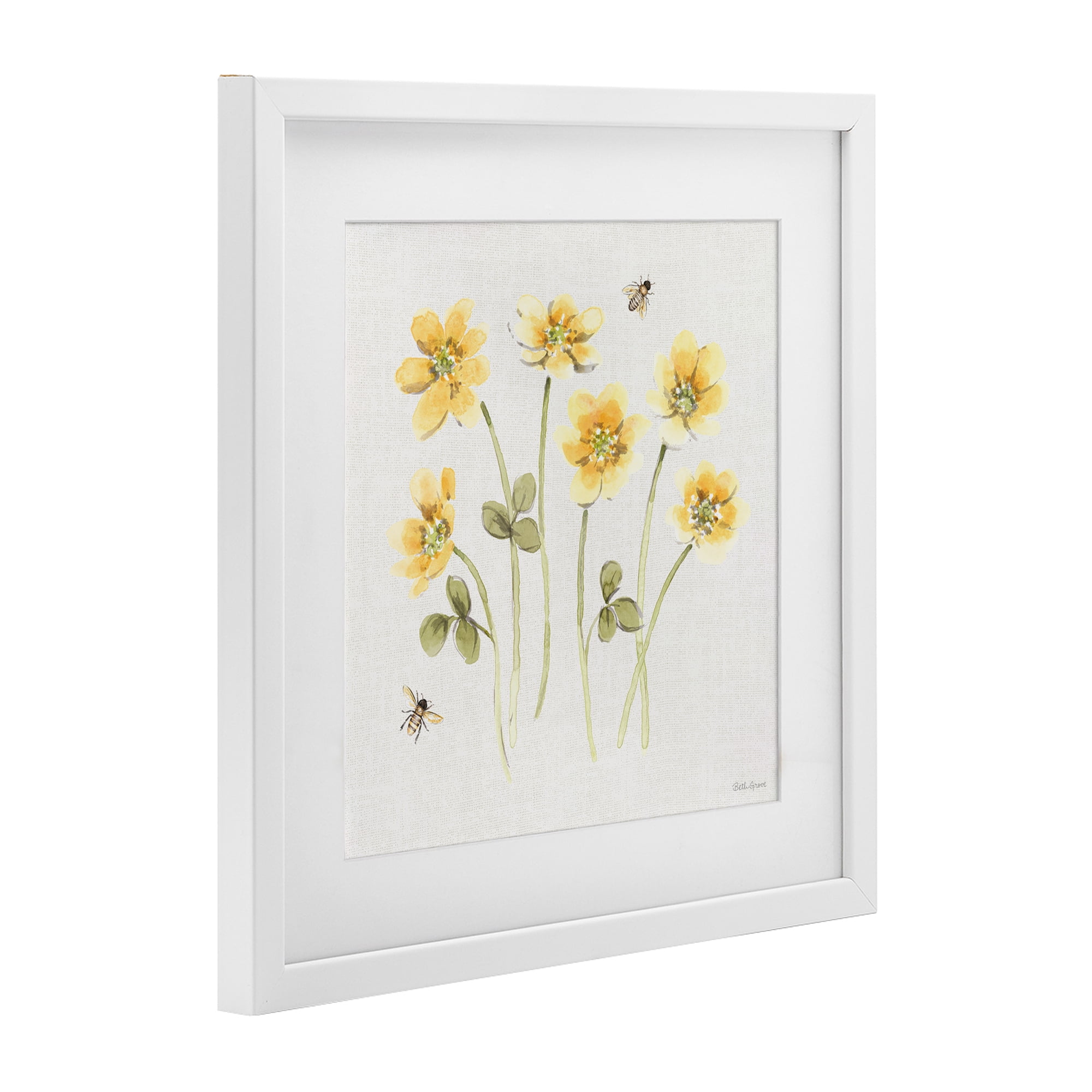 Stupell Industries Sweet Honey Wildflowers White Framed Print Under Glass, design by Beth Grove