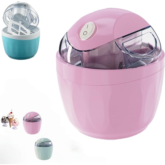 Mini Ice Cream Maker Machine 500ml, 12W Electric Gelato & Sorbet Maker for Homemade Frozen Yogurt, Quick 15-Minute Dessert Maker with One-Touch Control, Peach(wwx)