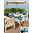 thumbnail image 6 of 54x80 Inch Outdoor Tablecloth with Umbrella Hole Zipper Rectangle Vintage Teal Black Rectangular Tablecloths Outside Waterproof Grey Plaid Animals Retro Tree Checkered Patio Table Cover for Picnic, 6 of 8