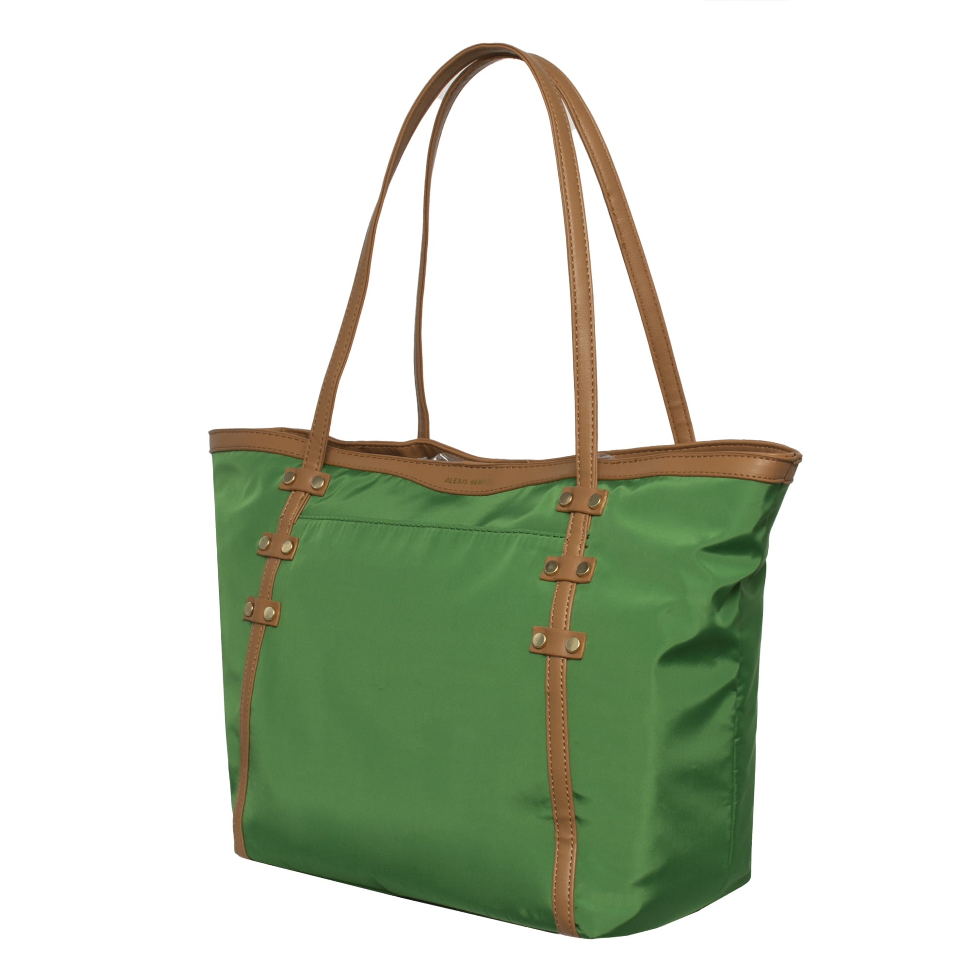 Alexis Bendel Women's Nylon Green Tote Everyday Handbag withVegan Leather Strap
