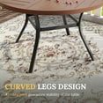 thumbnail image 3 of Vicllax Outdoor Patio Dining Table Dia.47" Slatted Tabletop Metal Frame with Umbrella Hole, Walnut, 3 of 7