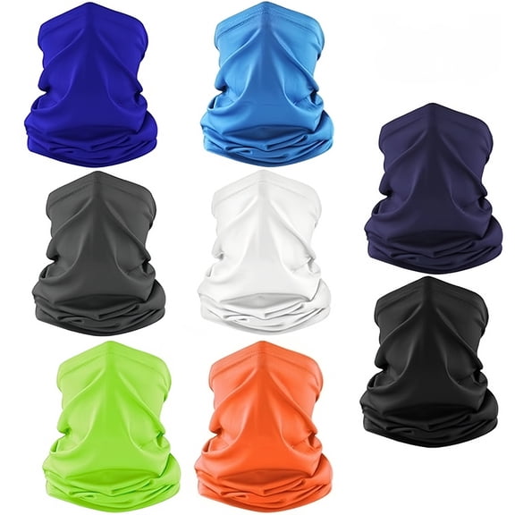 WuPing 8 Pack Neck Gaiter Bandana Face Mask Cooling Gator Mask Face Cover Neck Scarf (17.32 × 9.25 Inch)