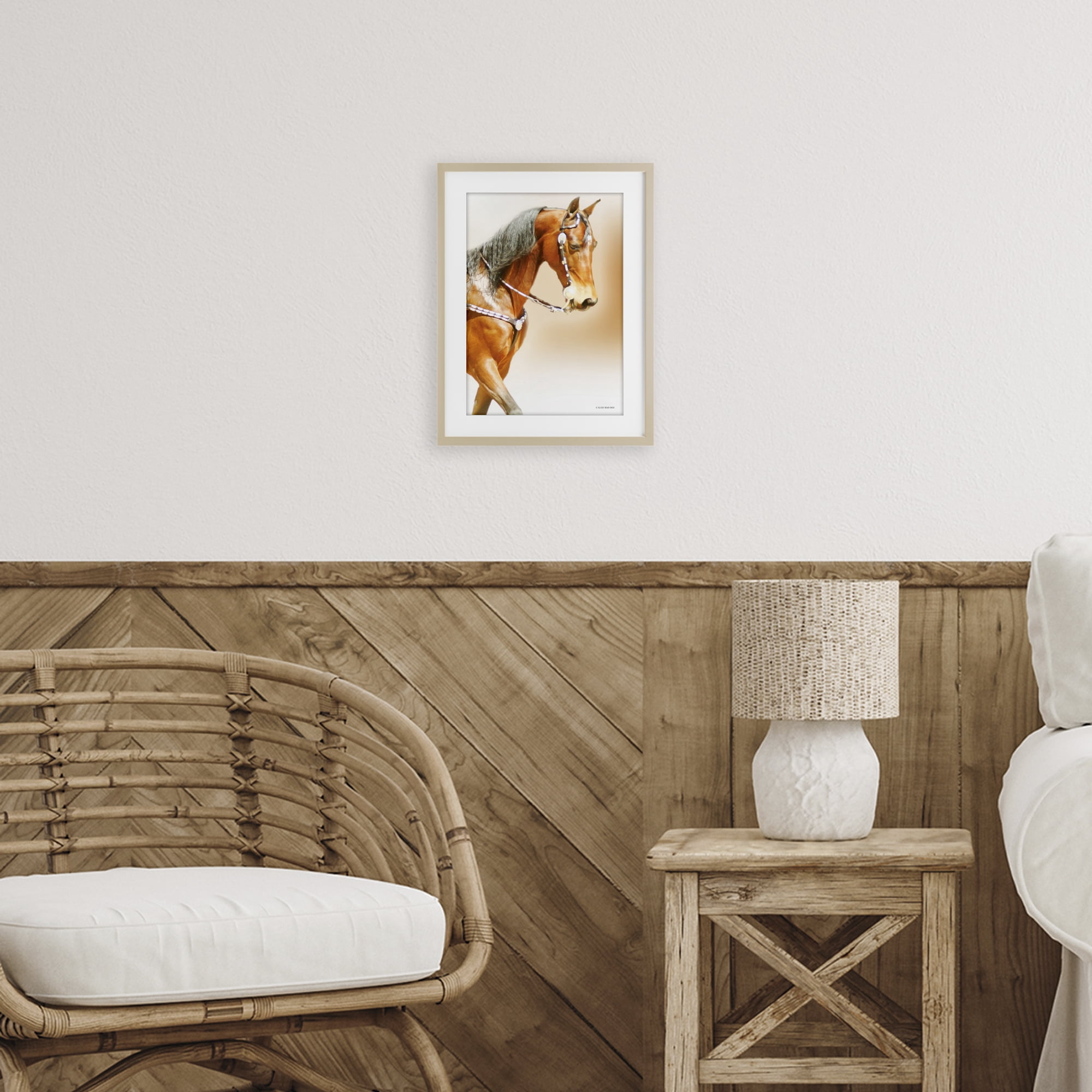 Stupell Industries Brown Majestic Horse Birch Framed Print Under Glass, design by Kari Brooks