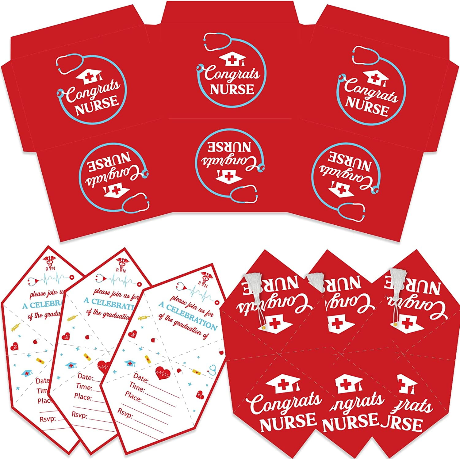 Nurse Graduation Invitation, Medical Nursing School Graduation Party Invitations  Cards with Envelopes, Cap Shaped Fill-In Nurse Announcement or Invites  25PCS - Walmart.com