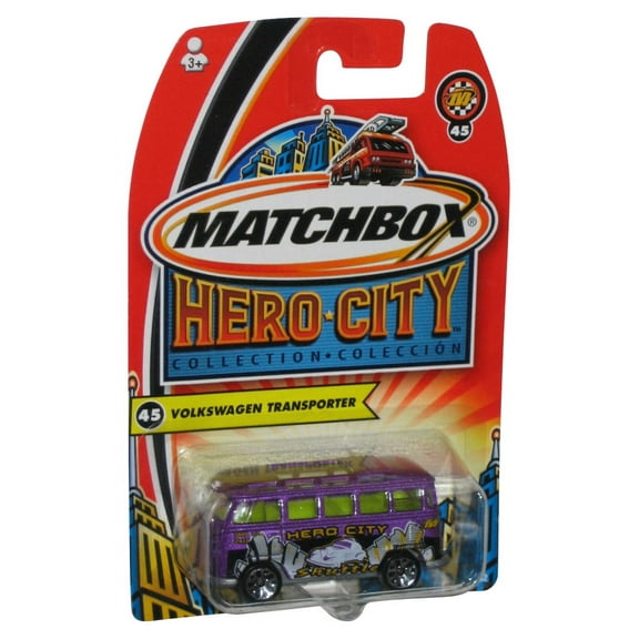 Matchbox Hero City Collection (2003) Volkswagen Transporter Purple Toy Car #45