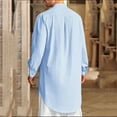 thumbnail image 5 of zfhfof Mens Kaftan Thobe Button Down Long Sleeve Robe Casual Henley Shirts Cotton Linen Muslim Gown Tops, 5 of 9