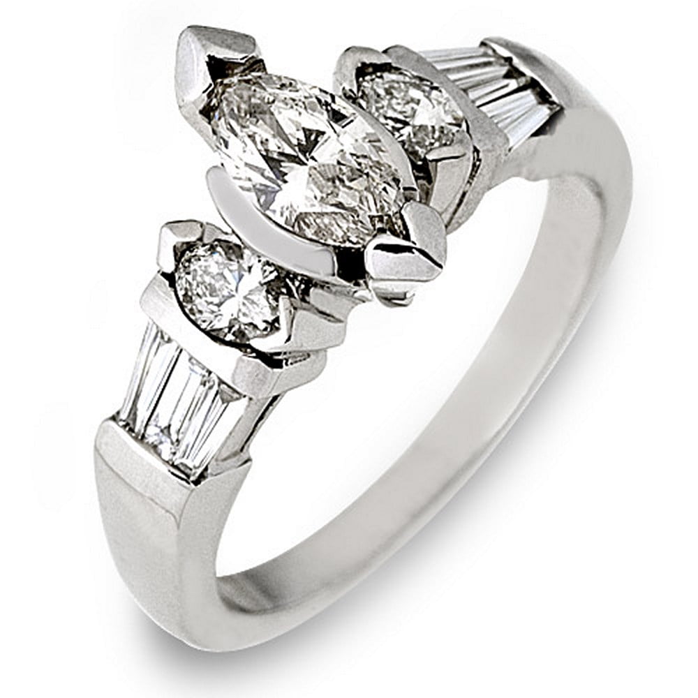 marquise and baguette diamond ring