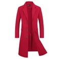 thumbnail image 5 of INSPIRE CHIC Men's Coats Single Breasted Lapel Collar Long Sleeve Back Slit Outerwear Coat L Burgundy, 5 of 7