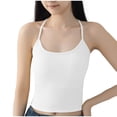 thumbnail image 2 of Womens Tank Tops Built-in Bra Ladies Style Sleeveless Solid Color Suspenders With Built-in Chest Pads And Ribbed Casual Top White Free Size, 2 of 6