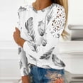 thumbnail image 2 of Enjoytime Women Fashion Blouse Lace Patchwork Printed Long Sleeve Tee Tops Crewneck Pullover Casual Shirts for Women, 2 of 4