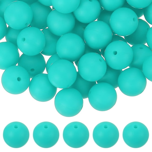 Uxcell 60 Pcs Cuentas de Silicona, Cuentas Redondas Focales de 15mm Color Caramelo a Granel para Llaveros Pulseras Collares Bolígrafos Suministros de Manualidades DIY, Azul Brillante
